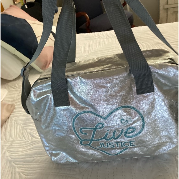 Justice metallic silver duffle like new! - Picture 2 of 5